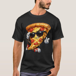 Cool Pizza Slice Mascot with Sunglasses Art T-shirt