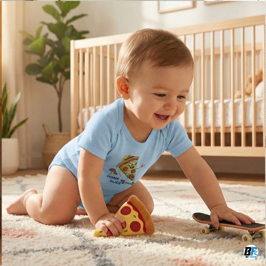 Cool Pizza Slice Skater Jongen "Home Slice" Romper