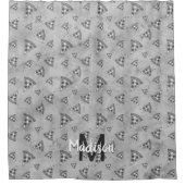 Cool pizza slice zwart wit monogram douchegordijn (Voorkant)