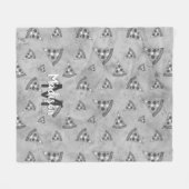 Cool pizza slice  zwart wit monogram fleece deken (Voorkant (Horizontaal))