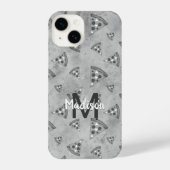 Cool pizza slice  zwart wit monogram iPhone hoesje (Achterkant)
