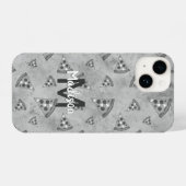 Cool pizza slice  zwart wit monogram iPhone hoesje (Achterkant horizontaal)