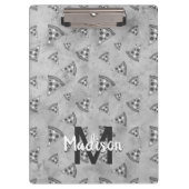 Cool pizza slice  zwart wit monogram klembord (Voorkant)