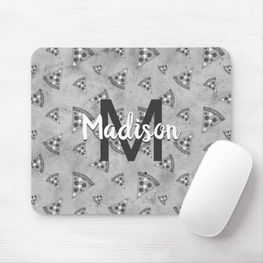 Cool pizza slice  zwart wit monogram muismat (Met muis)