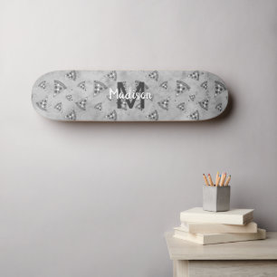Cool pizza slice  zwart wit monogram persoonlijk skateboard