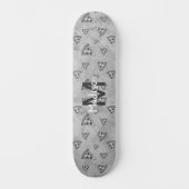 Cool pizza slice  zwart wit monogram persoonlijk skateboard (Voorkant)