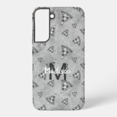 Cool pizza slice  zwart wit monogram samsung galaxy hoesje (Achterkant)
