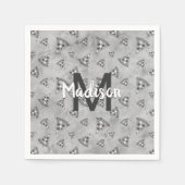 Cool pizza slice  zwart wit monogram servet (Voorkant)
