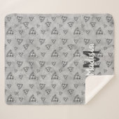 Cool pizza slice  zwart wit monogram sherpa deken (Voorkant (horizontaal))
