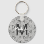 Cool pizza slice  zwart wit monogram sleutelhanger (Achterkant)