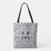 Cool pizza slice  zwart wit monogram tote bag (Achterkant)