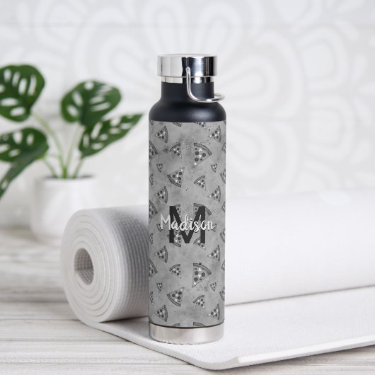 Cool pizza slice  zwart wit monogram waterfles (Yoga)