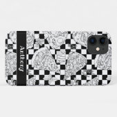 Cool Pizza Slices and Herbs Illustration Checkered Case-Mate iPhone Case (Achterkant (horizontaal))