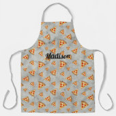 Cool pizza snijdt grijs patroon aan Personalisere Schort (Voorkant)