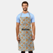 Cool pizza snijdt grijs patroon aan Personalisere Schort (Gedragen)
