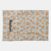 Cool pizza snijdt  grijs patroon aan Personalisere Theedoek (Horizontaal)