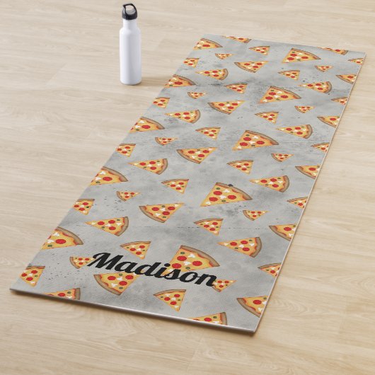 Cool pizza snijdt grijs patroon aan Personalisere Yogamat (In situ)