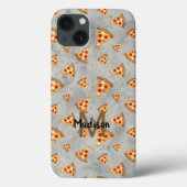 Cool pizza snijdt  grijs patroon Monogram Case-Mate iPhone Case (Achterkant)