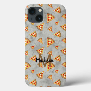 Cool pizza snijdt  grijs patroon Monogram Case-Mate iPhone Case