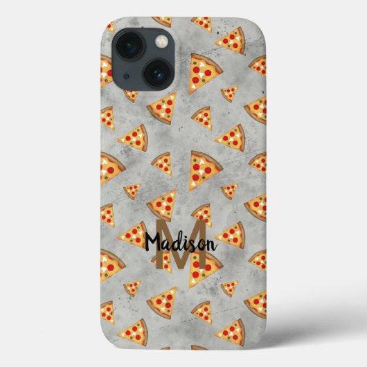 Cool pizza snijdt  grijs patroon Monogram Case-Mate iPhone Case (Achterkant)