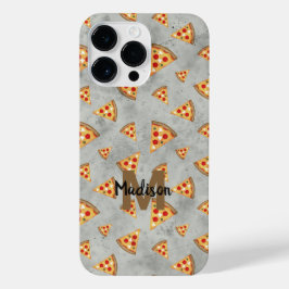 Cool pizza snijdt  grijs patroon Monogram iPhone 14 Pro Max Hoesje