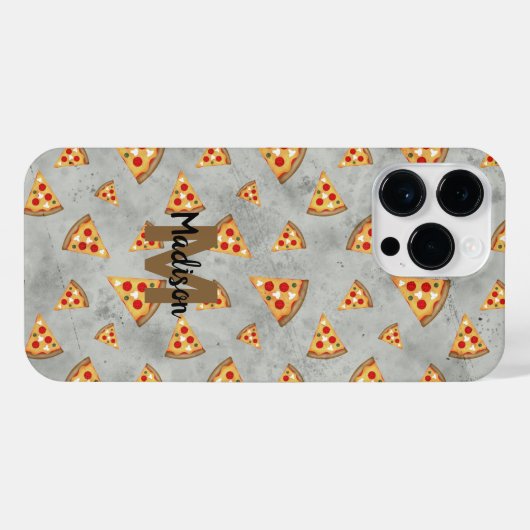 Cool pizza snijdt  grijs patroon Monogram iPhone Hoesje (Achterkant horizontaal)