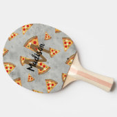 Cool pizza snijdt grijs patroon Monogram Tafeltennisbatje (Zijkant)