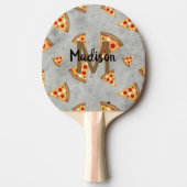 Cool pizza snijdt grijs patroon Monogram Tafeltennisbatje (Voorkant)
