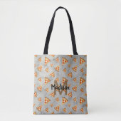 Cool pizza snijdt  grijs patroon Monogram Tote Bag (Voorkant)
