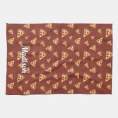 Cool pizza snijdt  rood patroon aan Personaliseer Theedoek (Horizontaal)