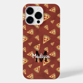 Cool pizza snijdt  rood patroon Monogram iPhone 14 Pro Max Hoesje
