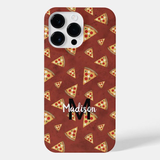 Cool pizza snijdt  rood patroon Monogram iPhone Hoesje (Achterkant)