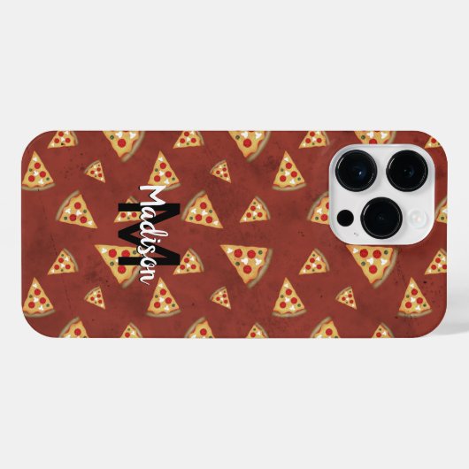 Cool pizza snijdt  rood patroon Monogram iPhone Hoesje (Achterkant horizontaal)