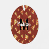 Cool pizza snijdt  rood patroon Monogram Metalen Ornament (Voorkant links)