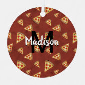 Cool pizza snijdt  rood patroon Monogram Metalen Ornament (Voorkant)