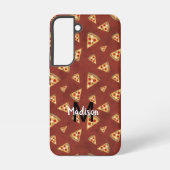 Cool pizza snijdt  rood patroon Monogram Samsung Galaxy Hoesje (Achterkant)