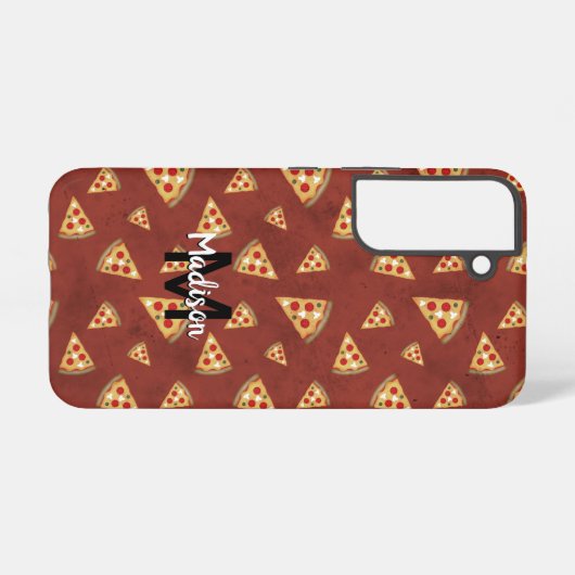 Cool pizza snijdt  rood patroon Monogram Samsung Galaxy Hoesje (Achterkant horizontaal)