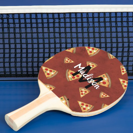 Cool pizza snijdt rood patroon Monogram Tafeltennisbatje (Insitu)