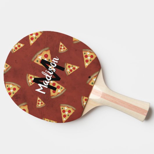 Cool pizza snijdt rood patroon Monogram Tafeltennisbatje (Zijkant)