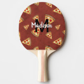 Cool pizza snijdt rood patroon Monogram Tafeltennisbatje (Voorkant)