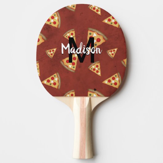 Cool pizza snijdt  rood patroon Monogram Tafeltennisbatje (Voorkant)