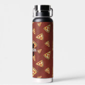 Cool pizza snijdt  rood patroon Monogram Waterfles (Achterkant)