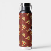 Cool pizza snijdt  rood patroon Monogram Waterfles (Voorkant)