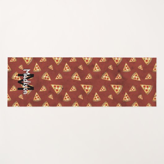 Cool pizza snijdt  rood patroon Monogram Yogamat (Voorkant (horizontaal))