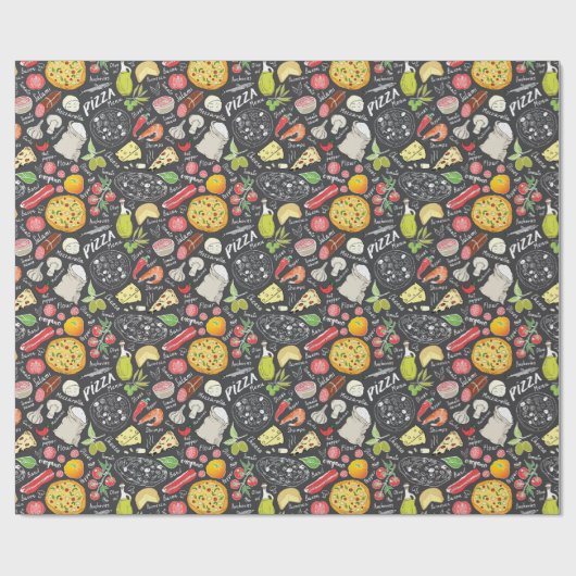 cool pizzagetiel patroon cadeaupapier (Vlak)