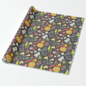 cool pizzagetiel patroon cadeaupapier (Uitgerold)