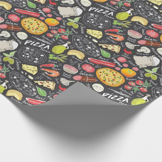 cool pizzagetiel patroon cadeaupapier (Hoek)