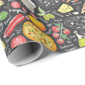 cool pizzagetiel patroon cadeaupapier (Rol Hoek)