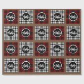 Cool Plaids w/Monogram & naam Cadeaupapier (Vlak)