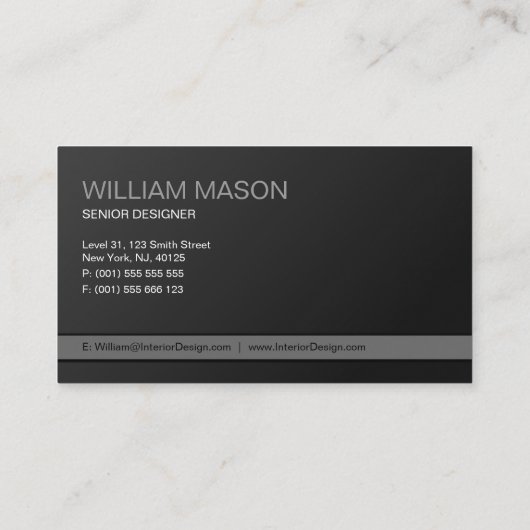 Cool Plain Black en Grey Modern Visitekaartje (Achterkant)